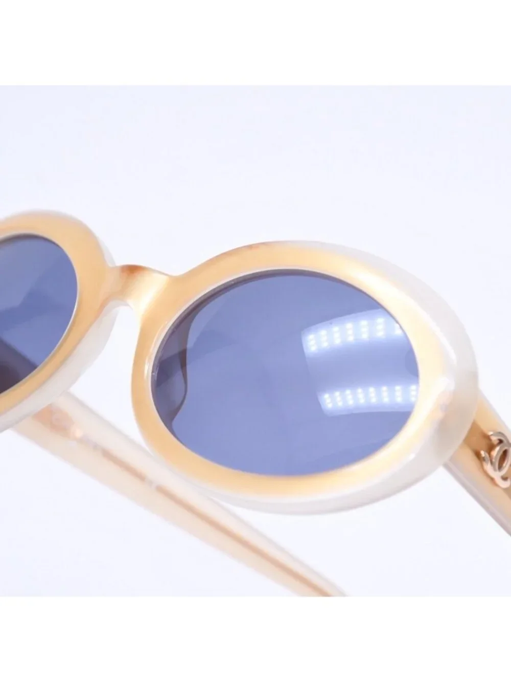 Chanel Sunglasses Eyewear CC Logo Beige Gold Acetate
